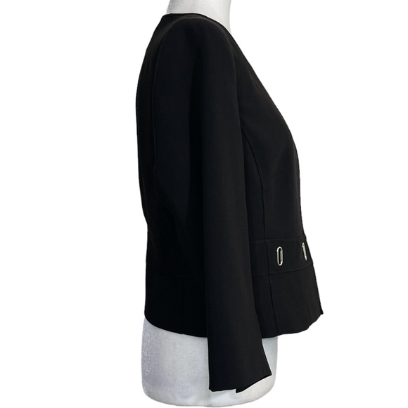 White House Black Market Black Cropped Jacket/Blazer w/ Silver Grommet Detailing - Picture 6 of 12